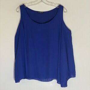 Cha Cha Vente Top Womens Medium Blue Sleeveless Lined Flowy Made in USA Classic